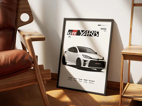 Cuadro Auto Toyota GR Yaris + Marco negro