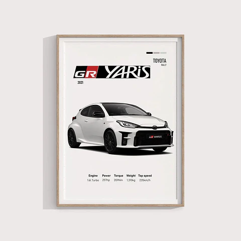 Cuadro Auto Toyota GR Yaris + Marco negro