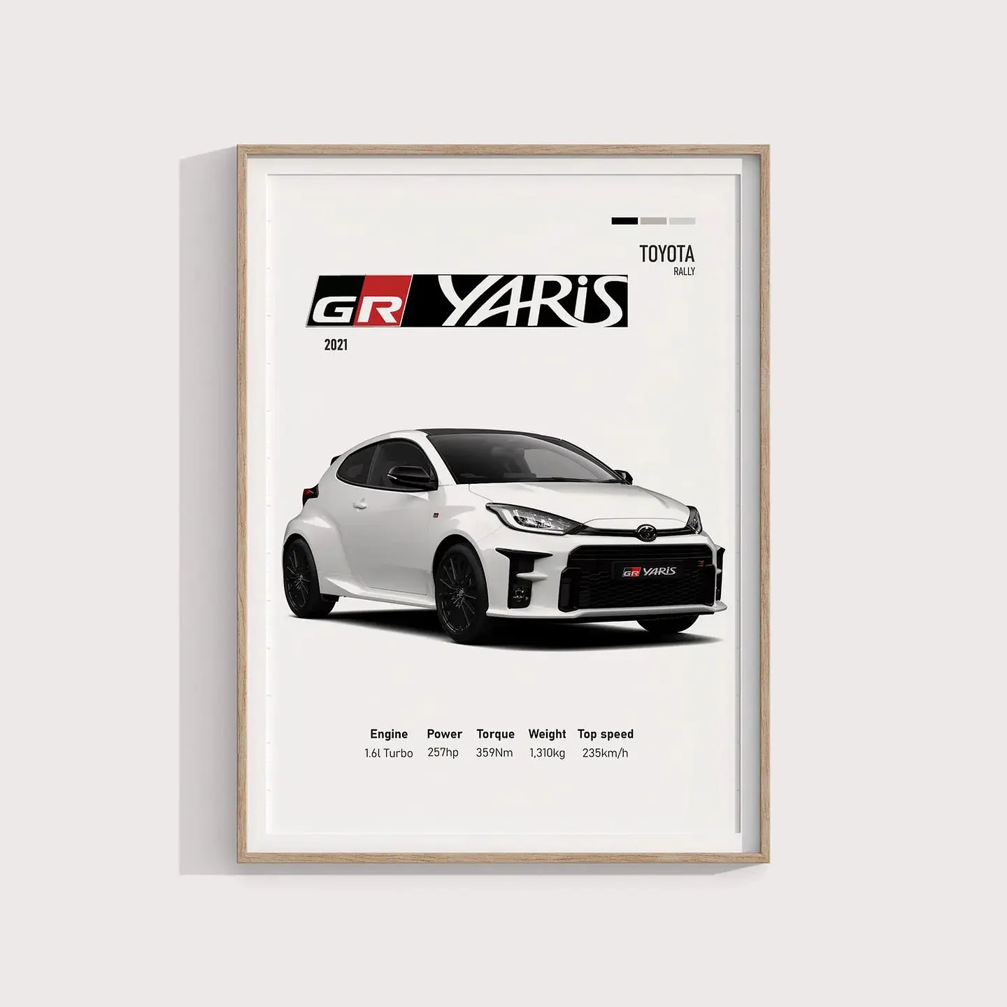 Cuadro Auto Toyota GR Yaris + Marco negro 2
