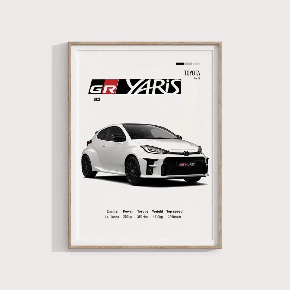 Cuadro Auto Toyota GR Yaris + Marco negro 2