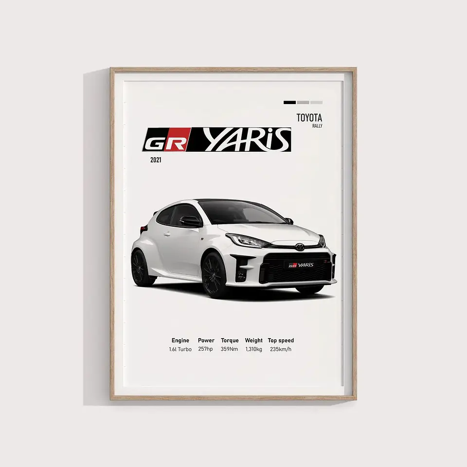 Cuadro Auto Toyota GR Yaris + Marco negro 3