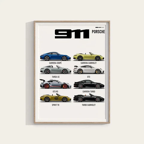 Cuadro Colección Porsche 911 + Marco Negro