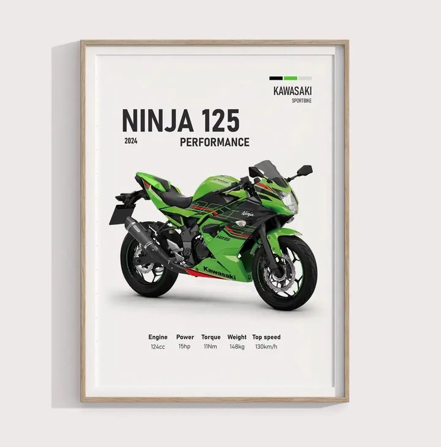 Cuadro Motos Kawasaki Ninja 125 Performance + Marco Negro 2