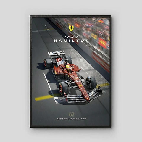 Cuadro Auto F1 Lewis Hamilton  Ferrari Sf-25 + Marco