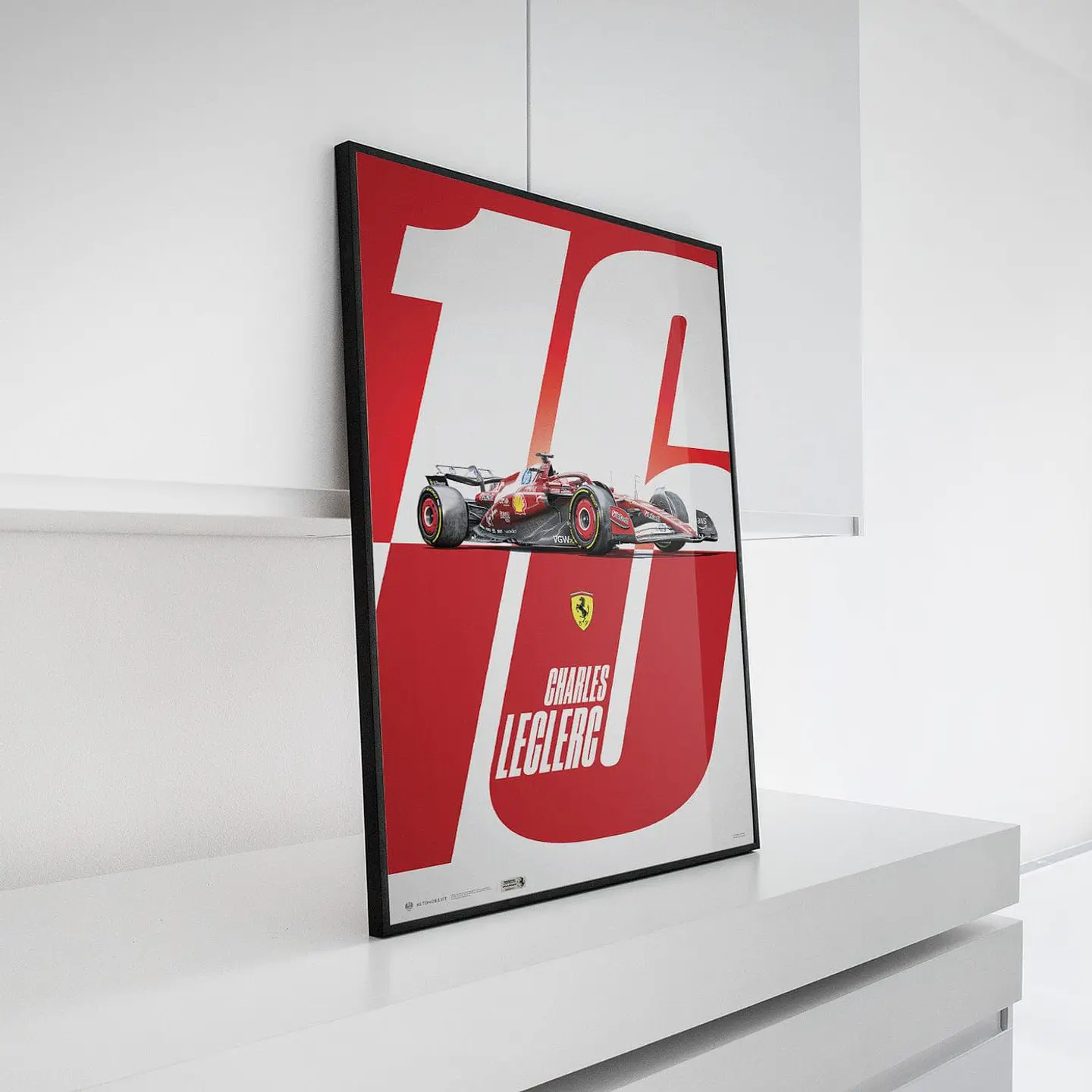 Cuadro Auto F1 Charles Leclerc Mónaco Ferrari Sf-25 + Marco 2