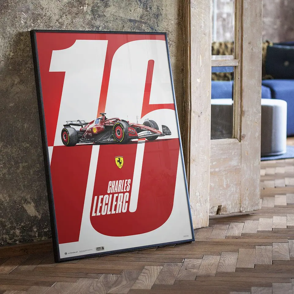 Cuadro Auto F1 Charles Leclerc Mónaco Ferrari Sf-25 + Marco 3