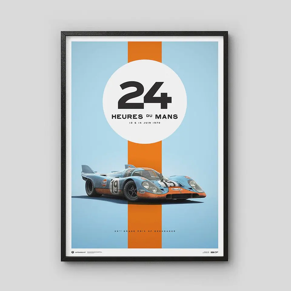 Cuadro Auto Porsche 917 - Gulf - 24h Horas Le Mans + Marco 1