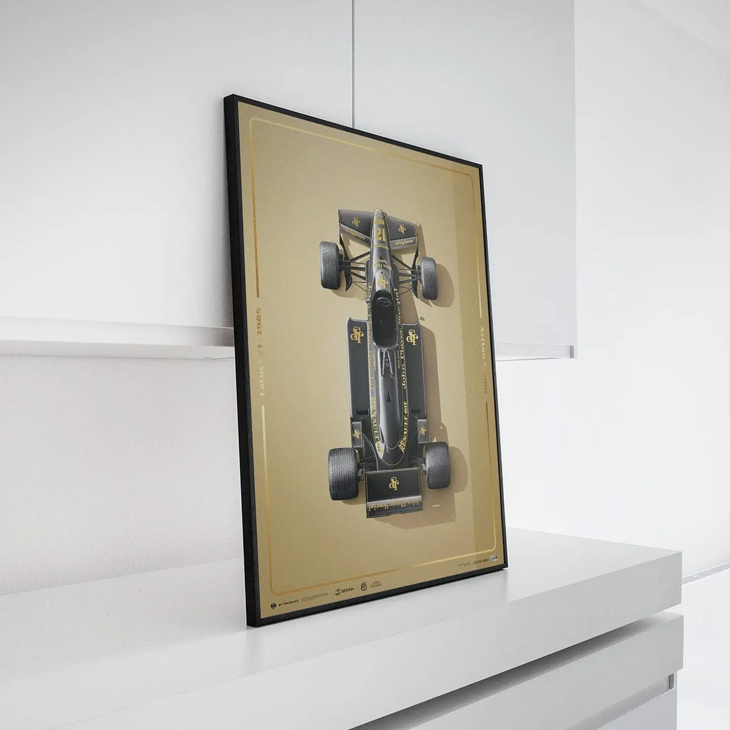 Cuadro Ayrton Senna - 1985 Negro Impactante Estoril Dorado 3