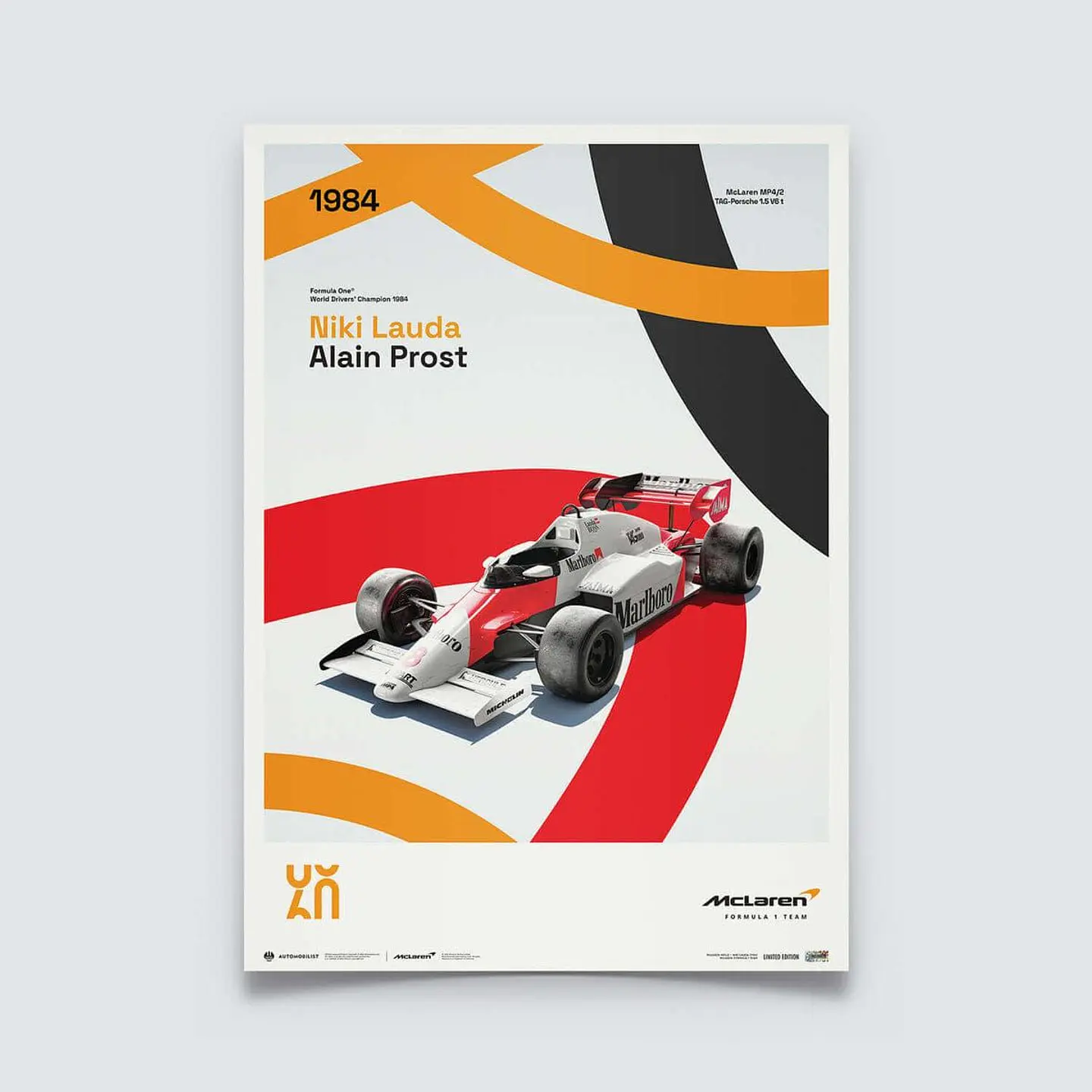 Cuadro Auto Mclaren Racing Mp4/2 - 1984 F1 Lauda Y Prost F1 1