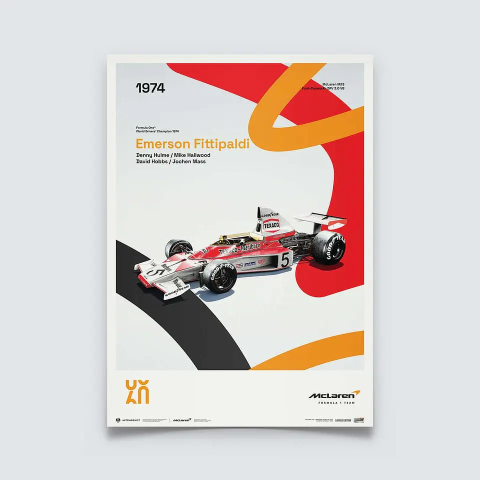 Cuadro Auto Mclaren Racing M23 - 1974 Emerson Fittipaldi F1 1