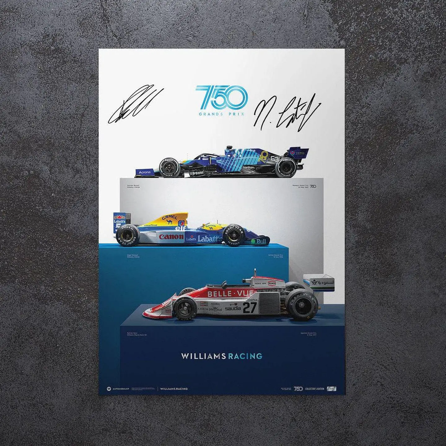 Cuadro Williams Racing - 750 Grandes Premios F1 + Marco 1