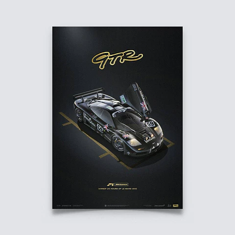 Cuadro Auto Mclaren F1 Gtr Negro - 24 Horas De Le Mans