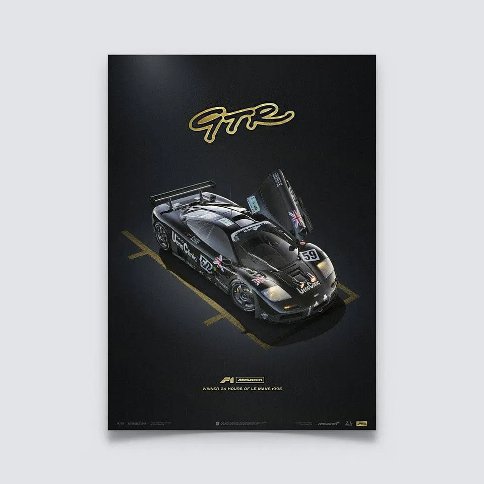 Cuadro Auto Mclaren F1 Gtr Negro - 24 Horas De Le Mans 1
