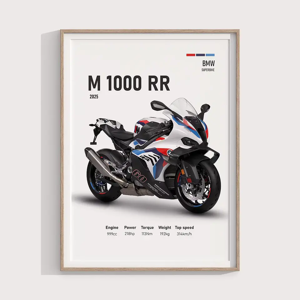 Cuadro Bmw M 1000 Rr 2025 Deportivo + Marco Negro 2