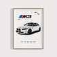 Cuadro Bmw M3 2025 Blanco Deportivo + Marco - Miniatura 1