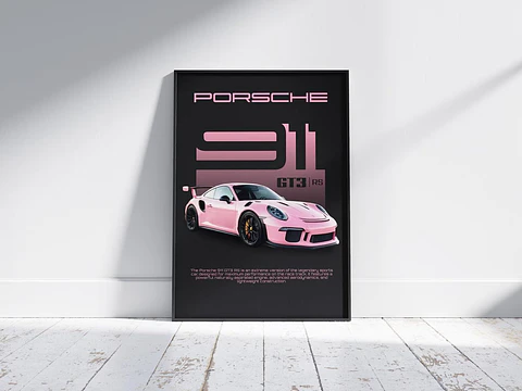 Cuadro Porsche 911 Gt3 Rs Rosa - Automovilismo Deportivo