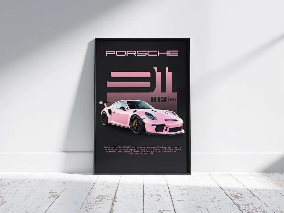 Cuadro Porsche 911 Gt3 Rs Rosa - Automovilismo Deportivo 1