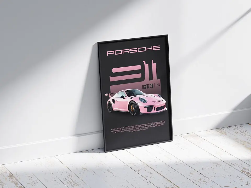 Cuadro Porsche 911 Gt3 Rs Rosa - Automovilismo Deportivo 2