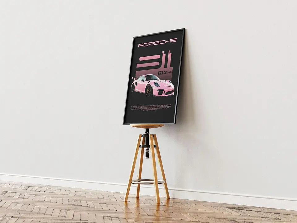 Cuadro Porsche 911 Gt3 Rs Rosa - Automovilismo Deportivo 3