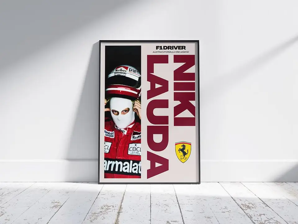 Cuadro F1 Niki Lauda Leyenda  Piloto Histórico + Marco 1