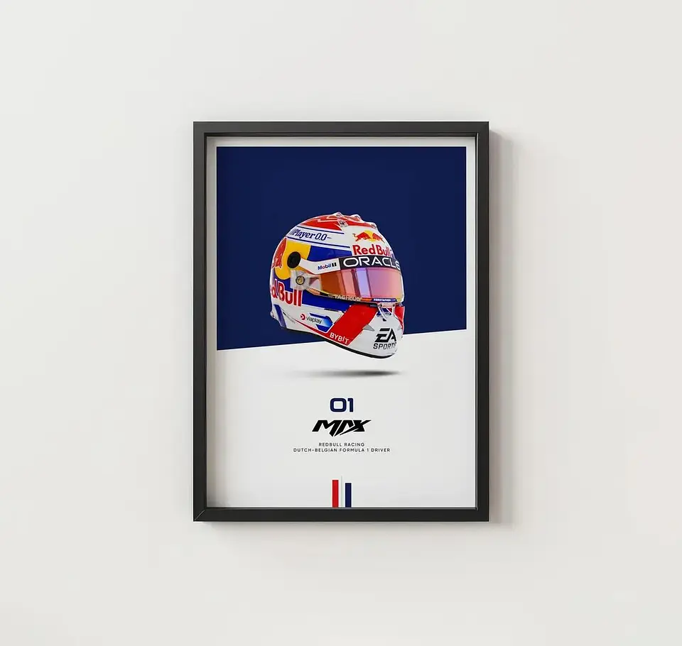 Cuadro Casco Piloto Max Verstappen 1 - Red Bull F1 + Marco 1