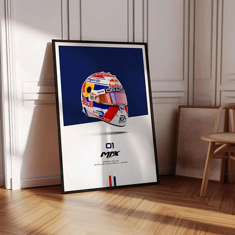 Cuadro Casco Piloto Max Verstappen 1 - Red Bull F1 + Marco