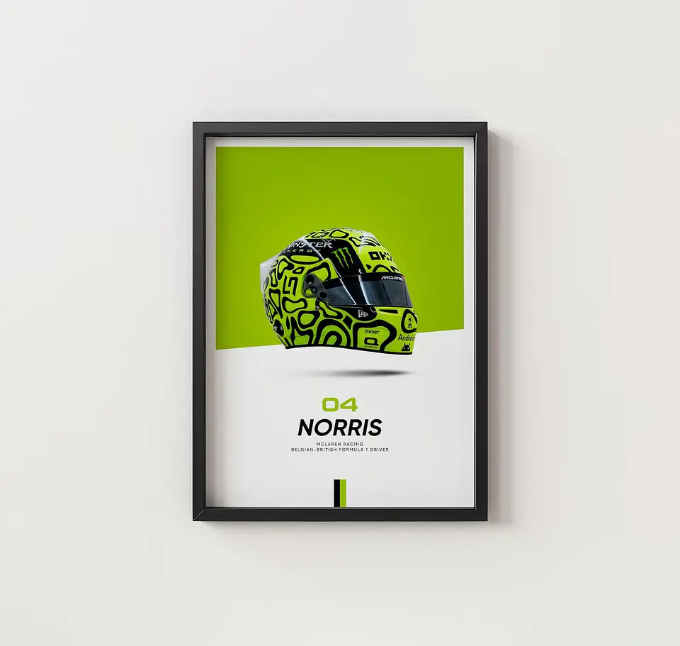Cuadro McLaren F1 Casco Lando Norris - Piloto de Fórmula 1 + Marco 1