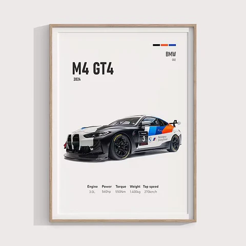Cuadro BMW M4 GT4  Automovilismo Deportivo + Marco