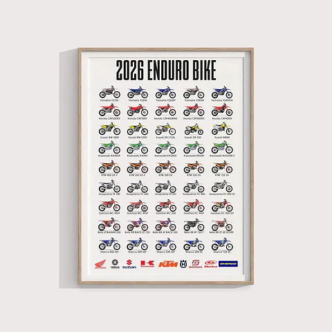 Cuadro Colección Motos De Enduro 2026 - Off-road + Marco Negro