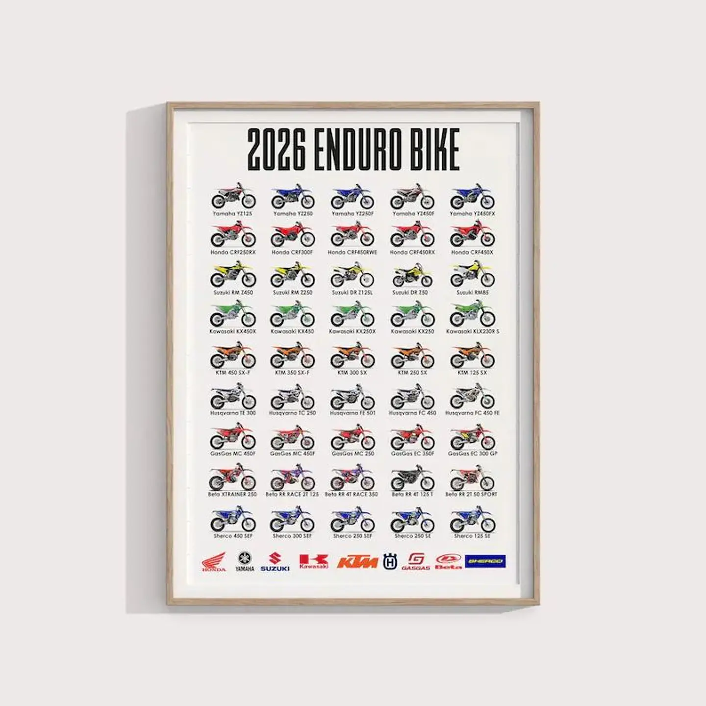 Cuadro Colección Motos De Enduro 2026 - Off-road + Marco Negro 1