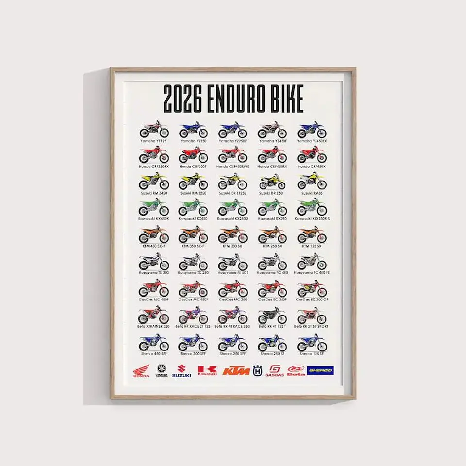 Cuadro Colección Motos De Enduro 2026 - Off-road + Marco Negro 1