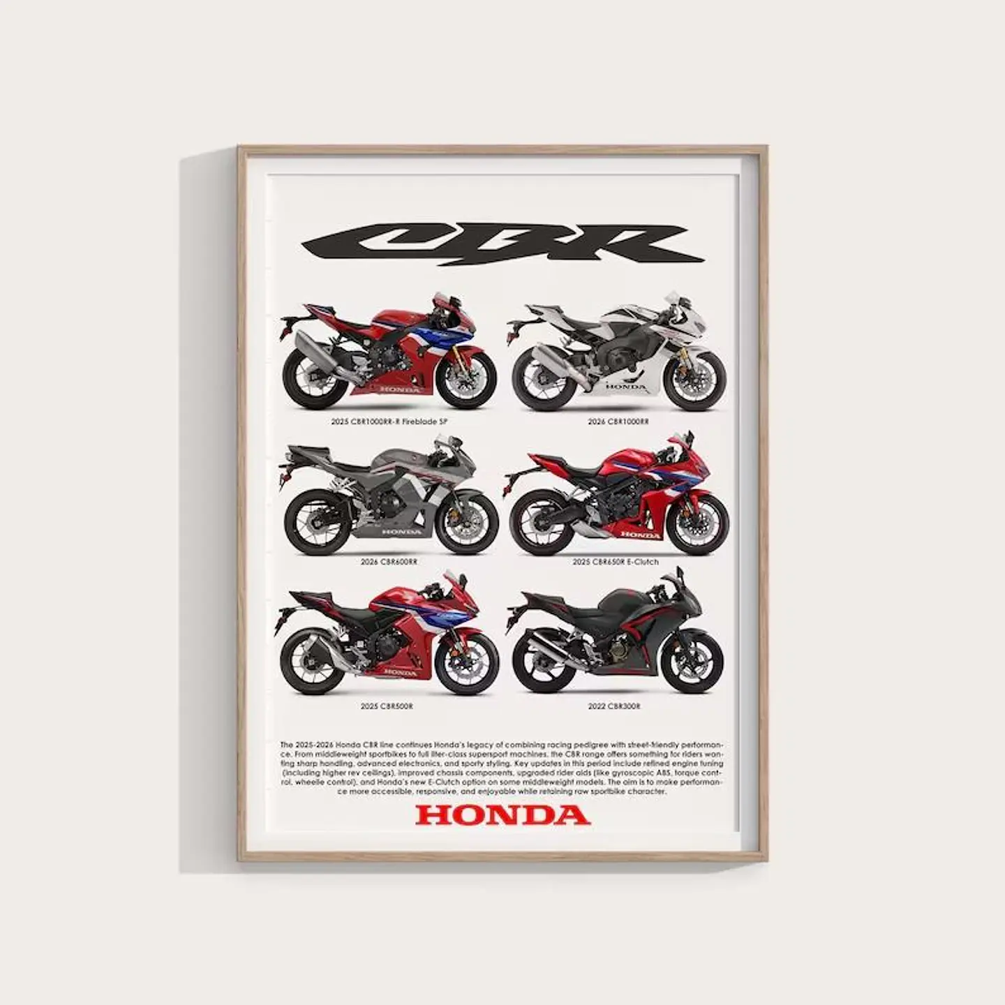 Cuadro Moto Honda CBR Superbike 2026 Colección + Marco 1