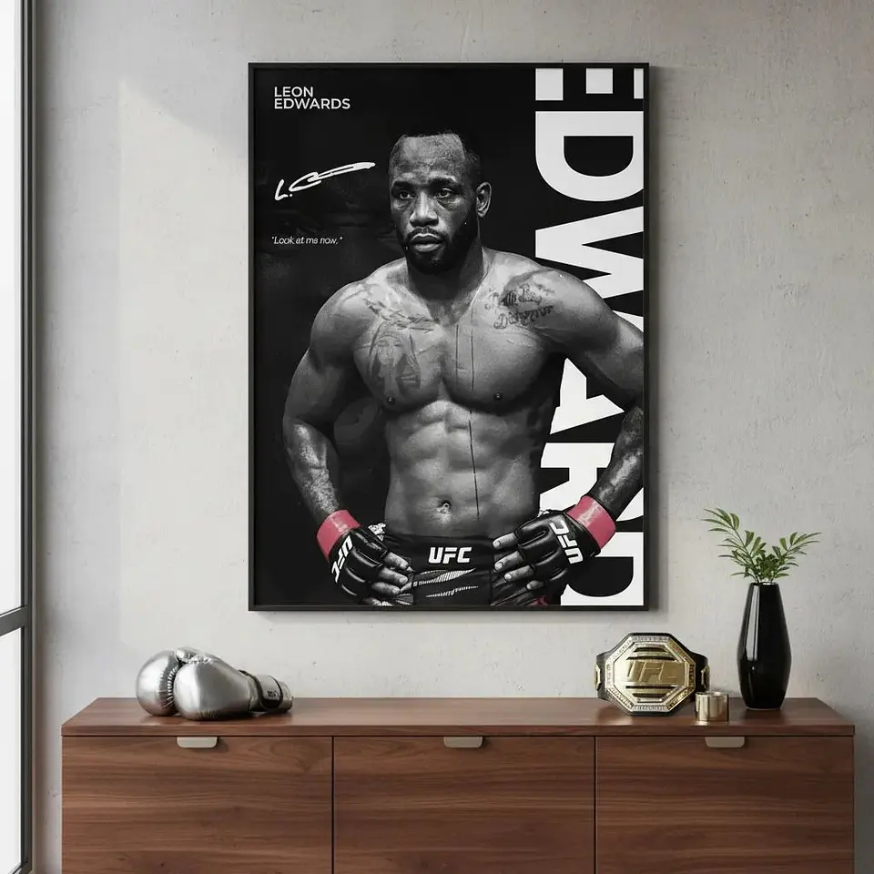 Cuadro UFC Leon Edwards Campeón Peso Wélter II+ Marco Negro 1