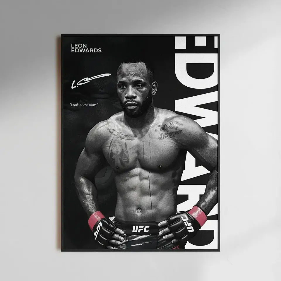 Cuadro UFC Leon Edwards Campeón Peso Wélter II+ Marco Negro 2