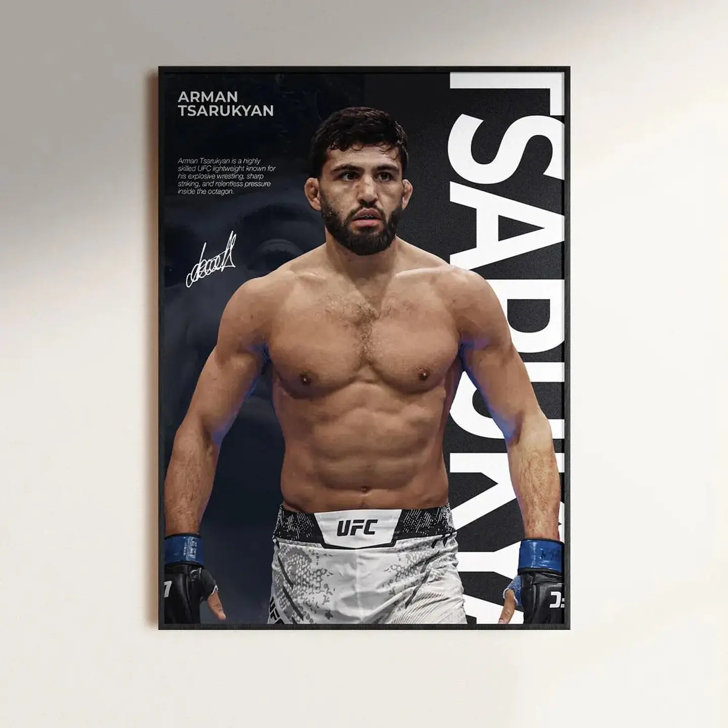 Cuadro Ufc Arman Tsarukyan Peso Ligero Mma + Marco Negro 1