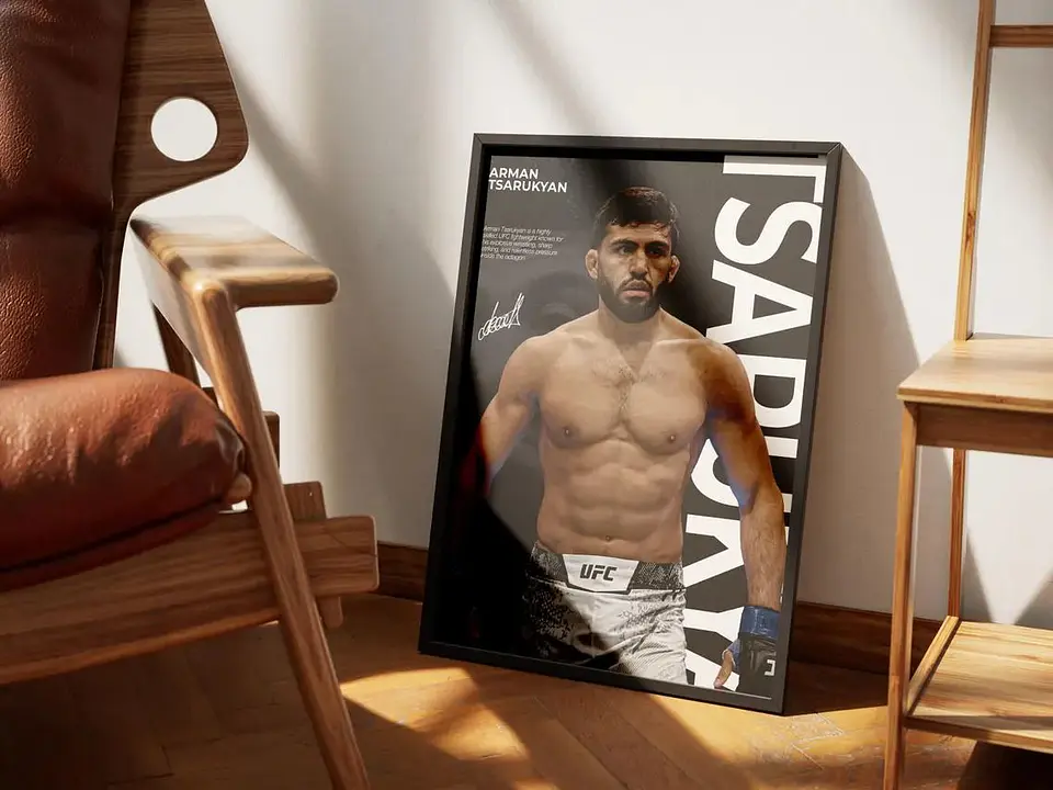 Cuadro Ufc Arman Tsarukyan Peso Ligero Mma + Marco Negro 2