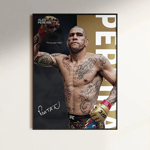 Cuadro UFC Alex Pereira Campeón Peso Medio + Marco Negro