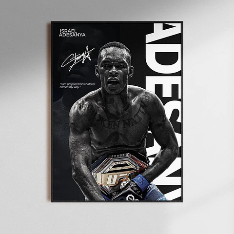 Cuadro UFC Israel Adesanya Campeón Peso Medio + Marco Negro