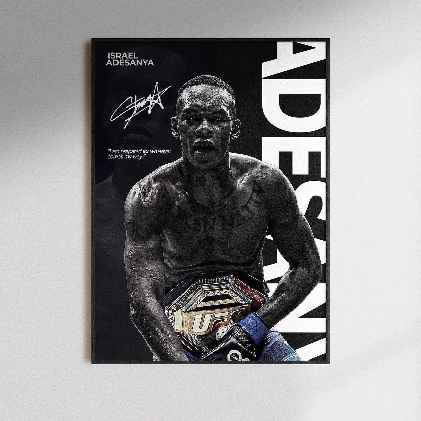 Cuadro UFC Israel Adesanya Campeón Peso Medio + Marco Negro 1