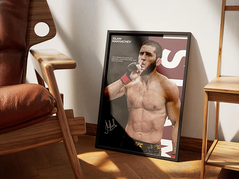 Cuadro UFC Islam Makhachev Campeón 2026 Peso Ligero + Marco Negro