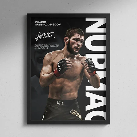 Cuadro UFC Khabib Nurmagomedov Ex Campeón Peso Ligero + Marco Negro