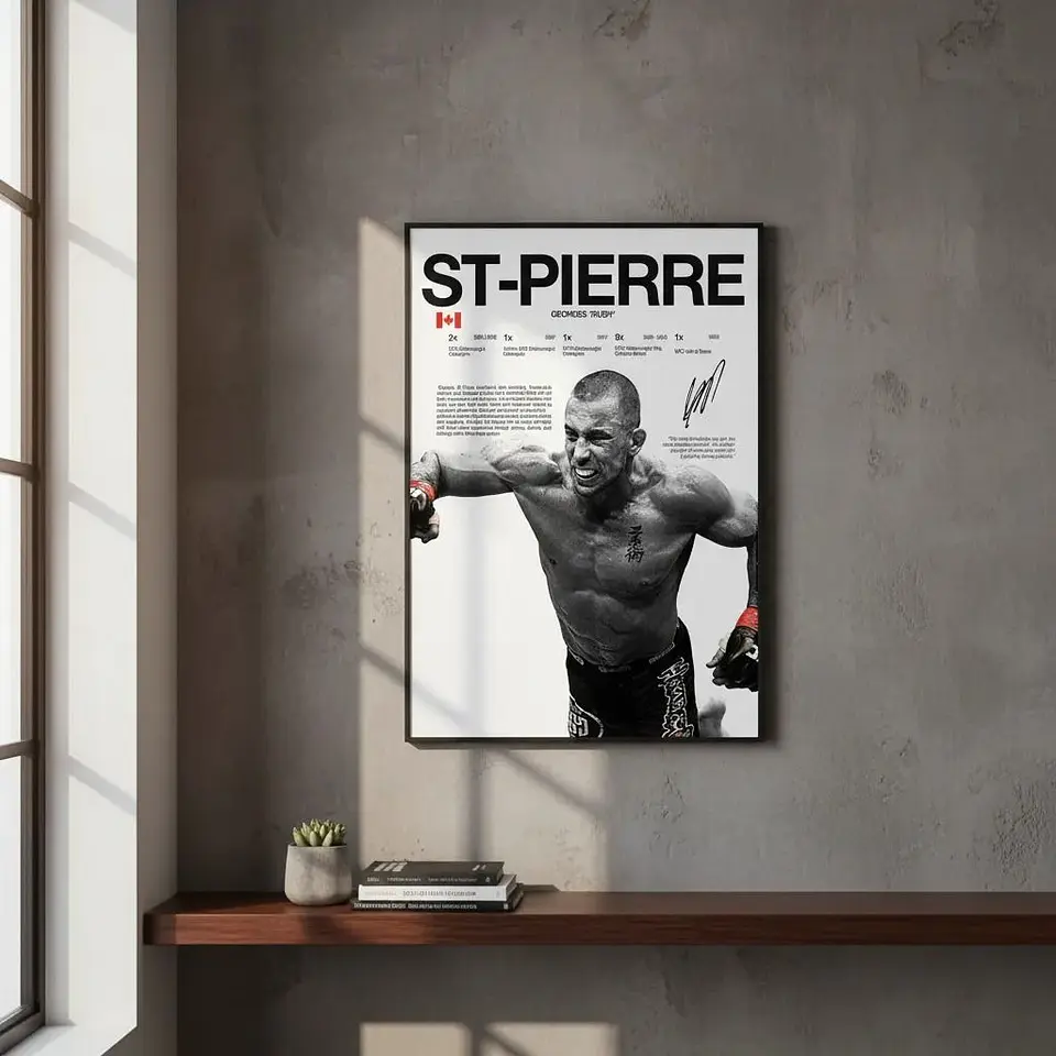Cuadro UFC Georges St-Pierre Ex Campeón Peso Welter + Marco Negro 1