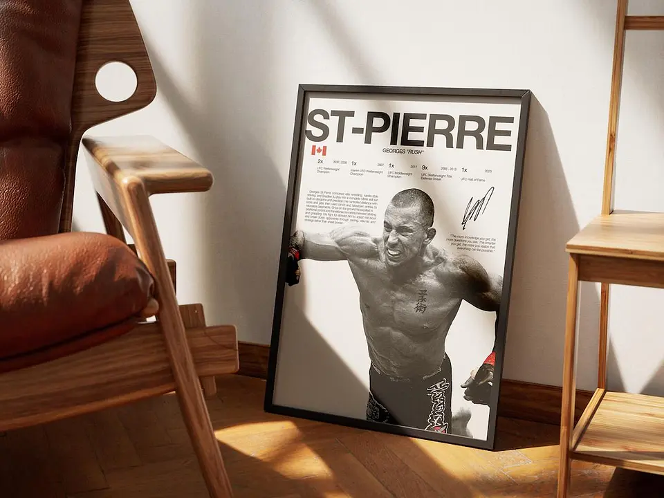 Cuadro UFC Georges St-Pierre Ex Campeón Peso Welter + Marco Negro 2