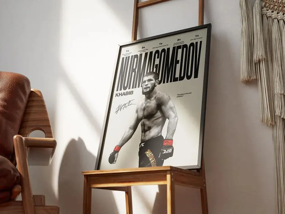 Cuadro UFC Khabib Nurmagomedov Leyenda Peso Ligero + Marco Negro 3