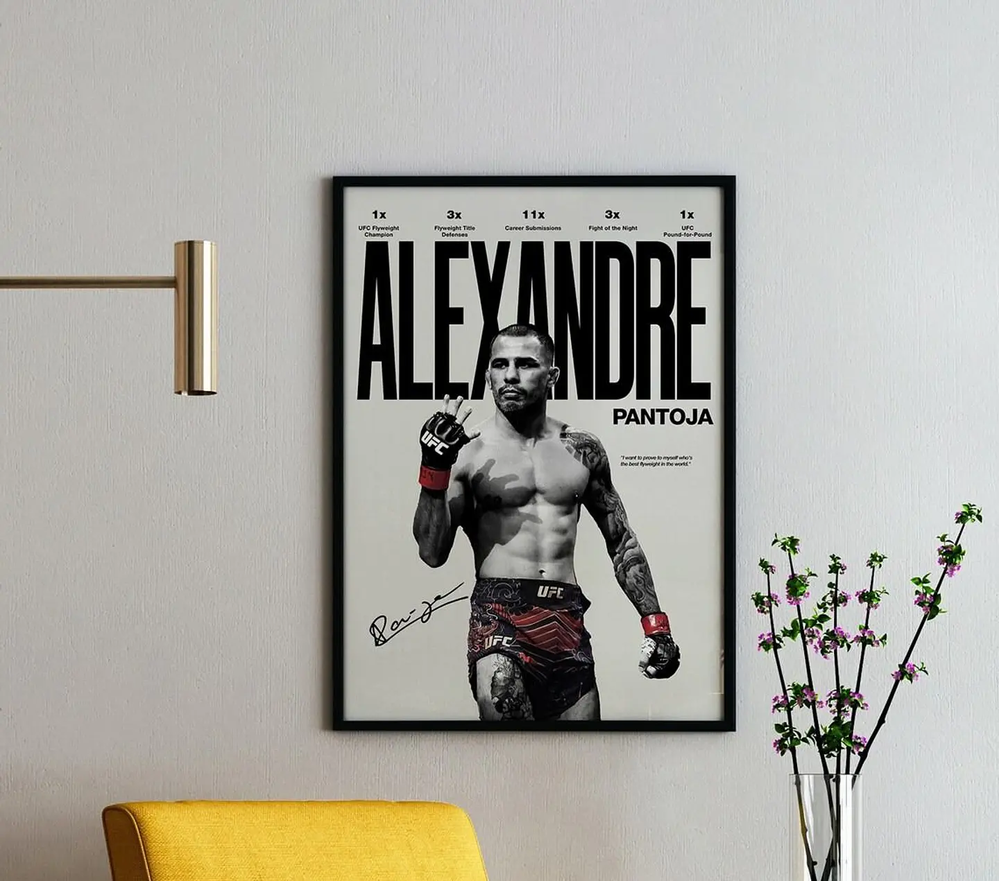 Cuadro Ufc Alexandre Pantoja Peso Mosca + Marco Negro 1