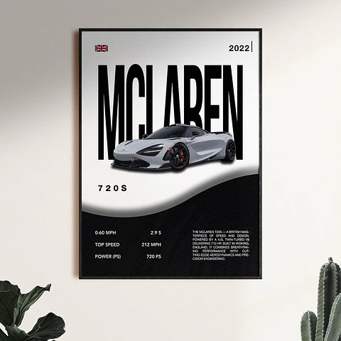 Cuadro Auto McLaren 720S + Marco