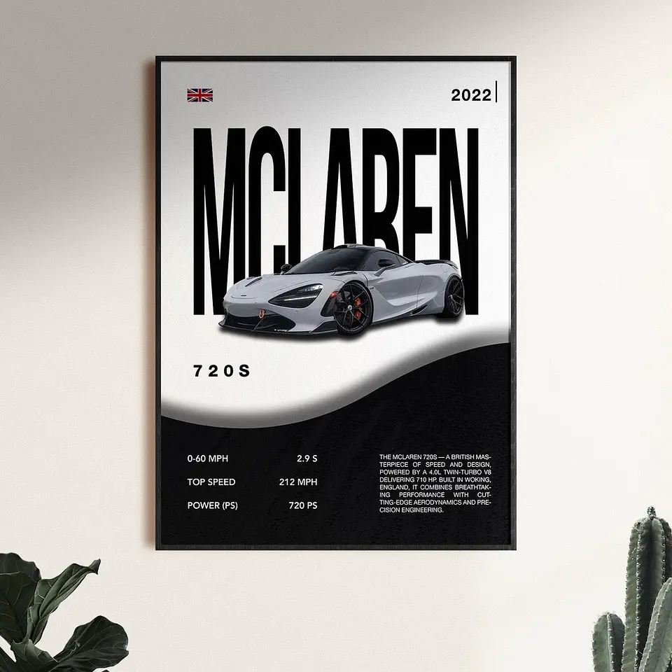 Cuadro Auto McLaren 720S + Marco 1