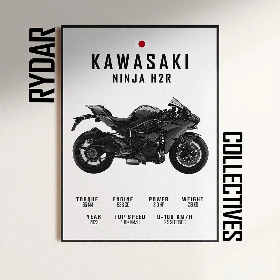 Cuadro Moto Kawasaki Ninja H2r + Marco 1
