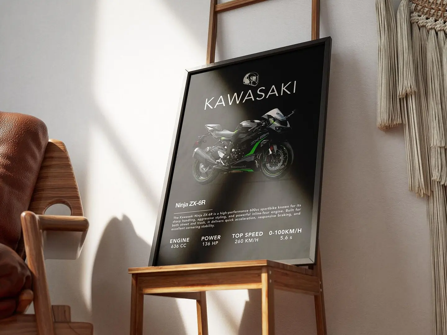 Cuadro Moto Kawasaki Ninja Zx-6r + Marco 2