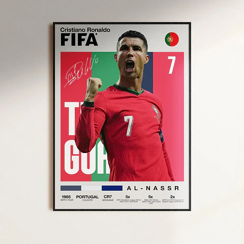 Cuadro Cristiano Ronaldo CR7 Leyenda Portugal + Marco